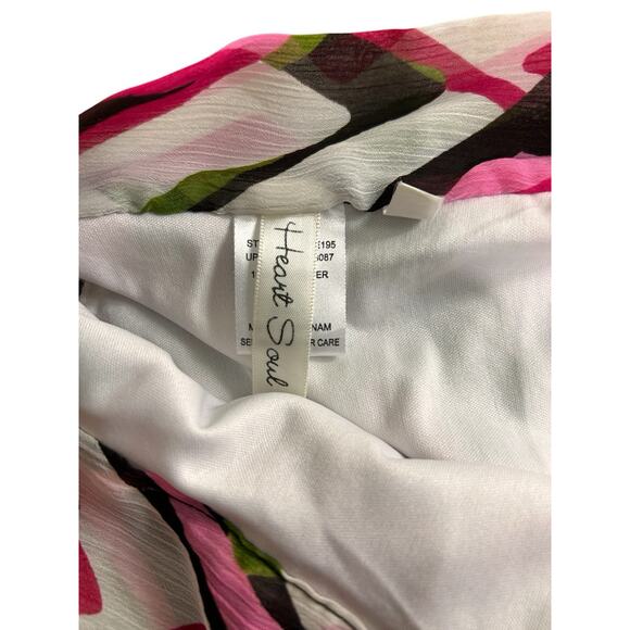 Heart Soul Sleeveless Blouse Sz Small Colorful Smocked Waist Neck Tie Top Lined - Picture 3 of 7